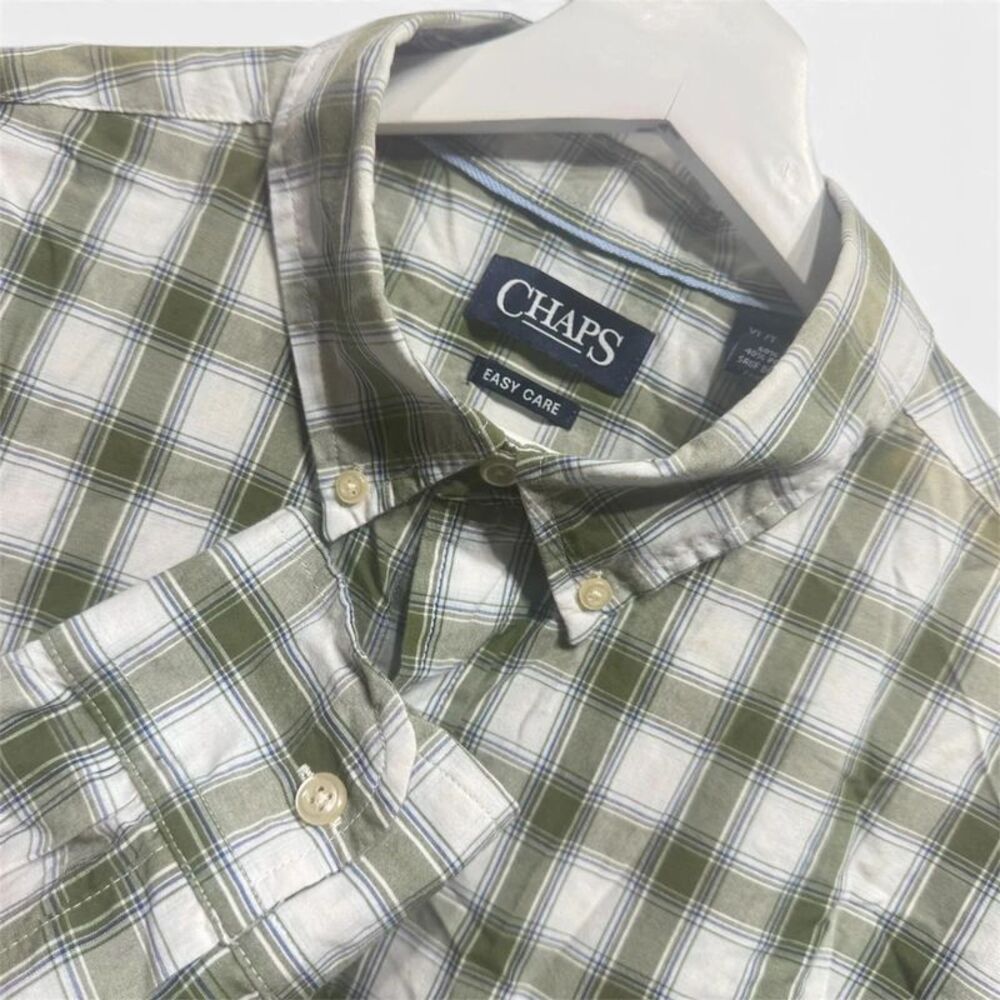 Chaps XL Easy Care Green Plaid Long Sleeve Button Down Shirt